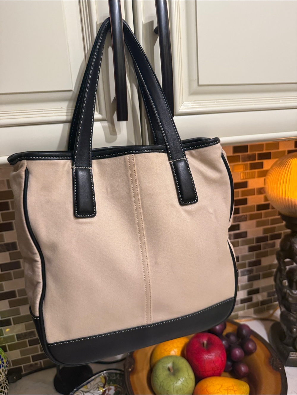 Coach Beige and Black Tote Bag